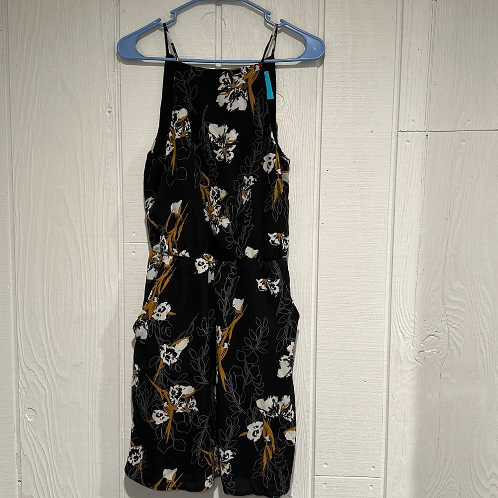 Massimo Black Flowered Dress with Pockets